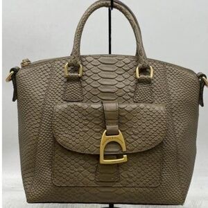 Sold! Dooney & Bourke Taupe Embossed Python-Texture Satchel with Gold Hardware